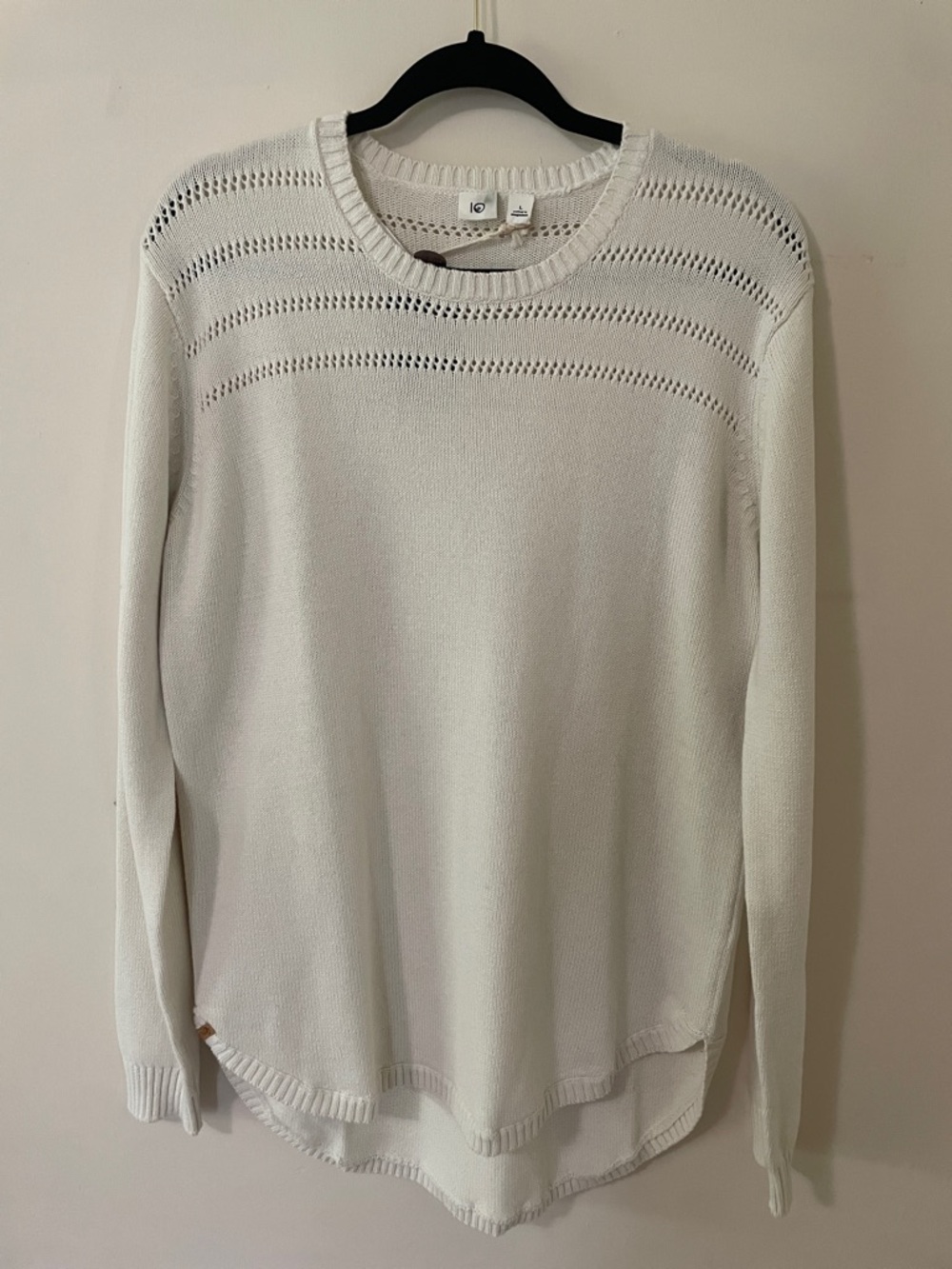 tentree Cream Open-Knit Yoke Crewneck Sweater 100% organic cotton NWT